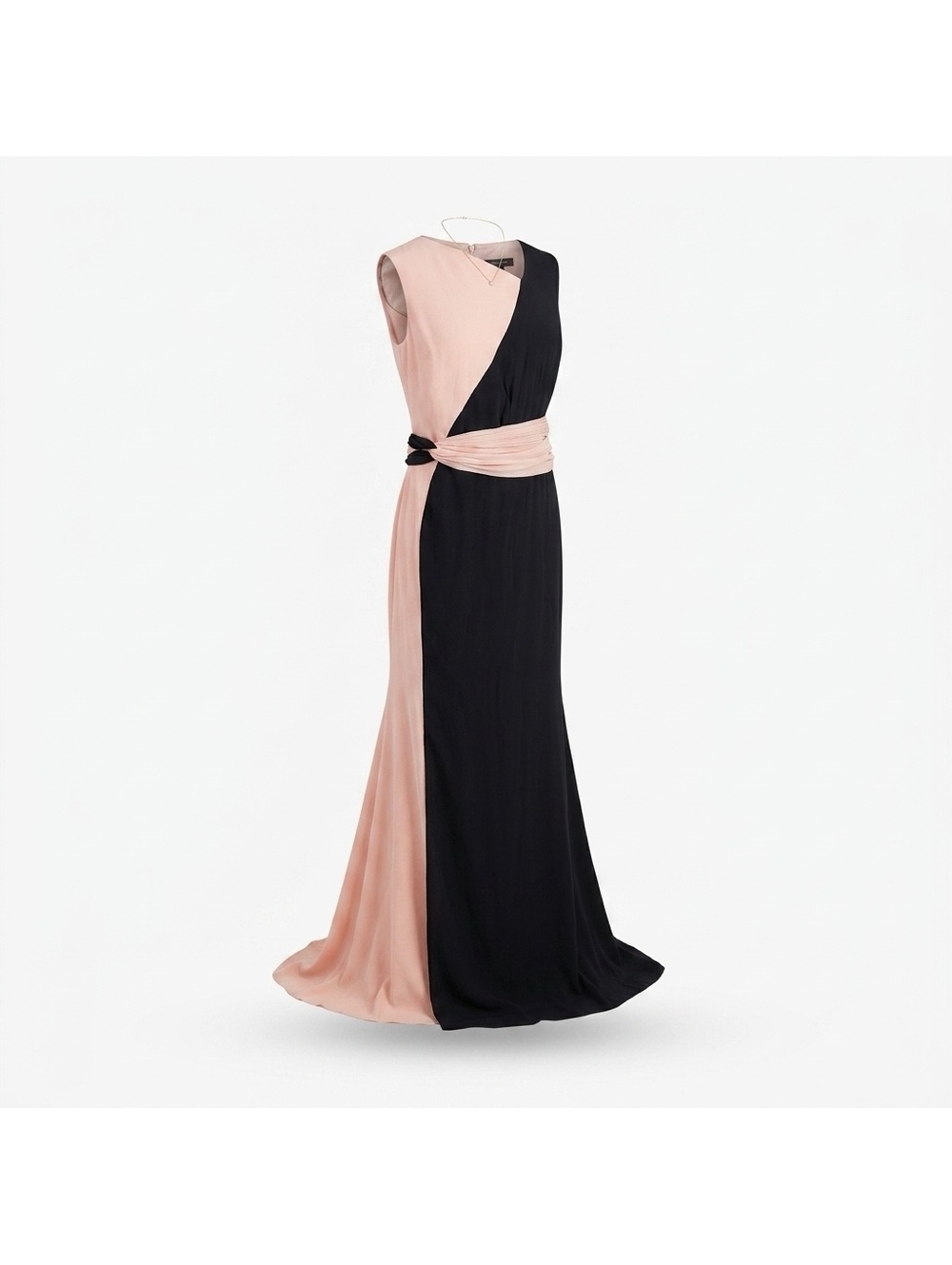 LanTing Sleeveless Two-Tone Maxi Dress with Waist Tie